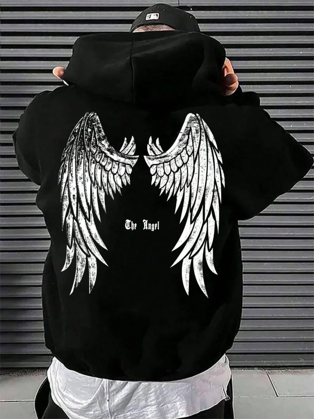 Angel Wings Hoodie The Angel Gothic Dark Distressed Aesthetic Streetwear Vintage Black Oversized Casual Sport Sweatshirts
