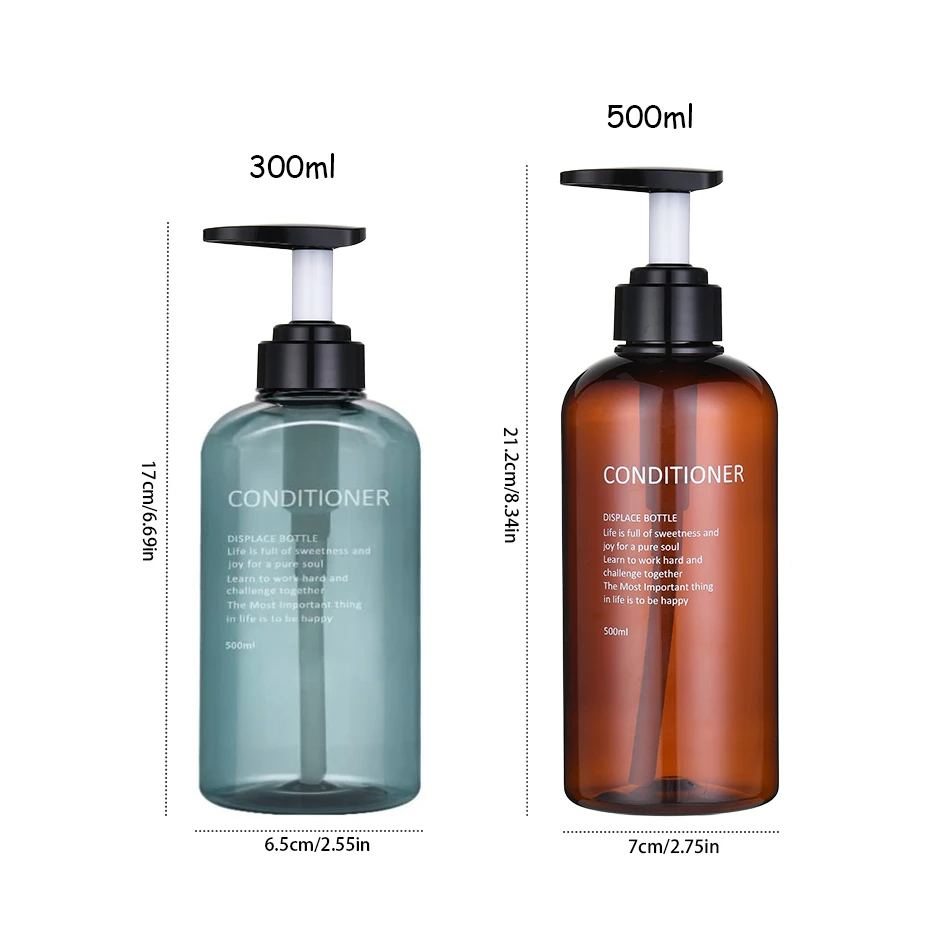 300/500ML Soap Dispenser Bottle Shampoo Conditioner Body Soap Bottle Set Large Refillable Lotion Dispenser Bathroom Accessories