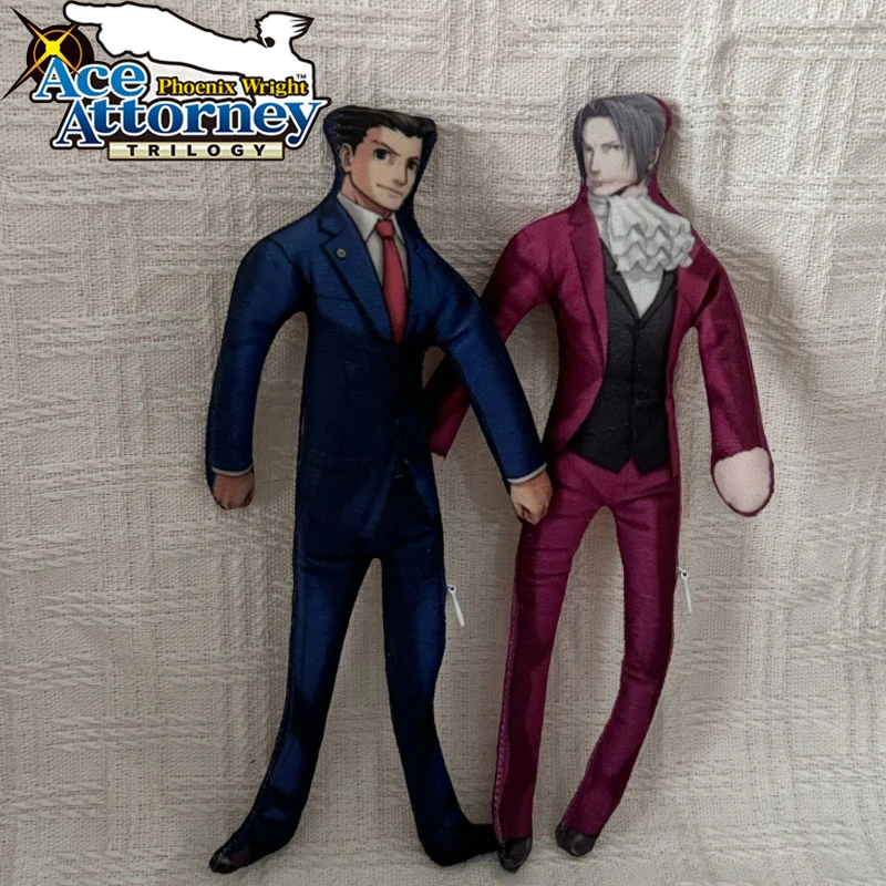 Game Gyakuten Saiban Ace Attorney Phoenix Wright Miles Edgeworth Cosplay Doll Joint Mobility Plush Dolls Ornament Accessories