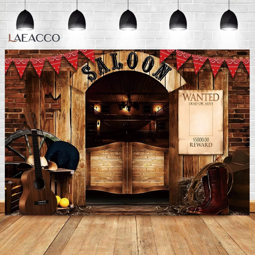 Western Cowboy Backdrop For Photography Wooden House Barn Farm Birthday West Cowboy Street Scenic Photographic Background Props