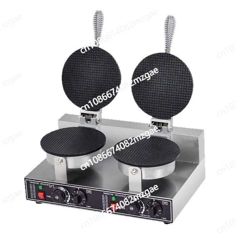 

Double-Head Ice Cream Cone Leather Machine, Commercial Round & Grid Pattern Electromechanical Baker for Cone Production