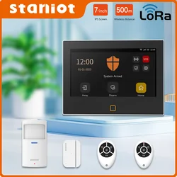 Staniot LoRa Versione Sistema di allarme di sicurezza da 7 pollici WiFi 4G Tuya Smart Home Kit antifurto Distanza di trasmissione di 500 m Sirena incorporata