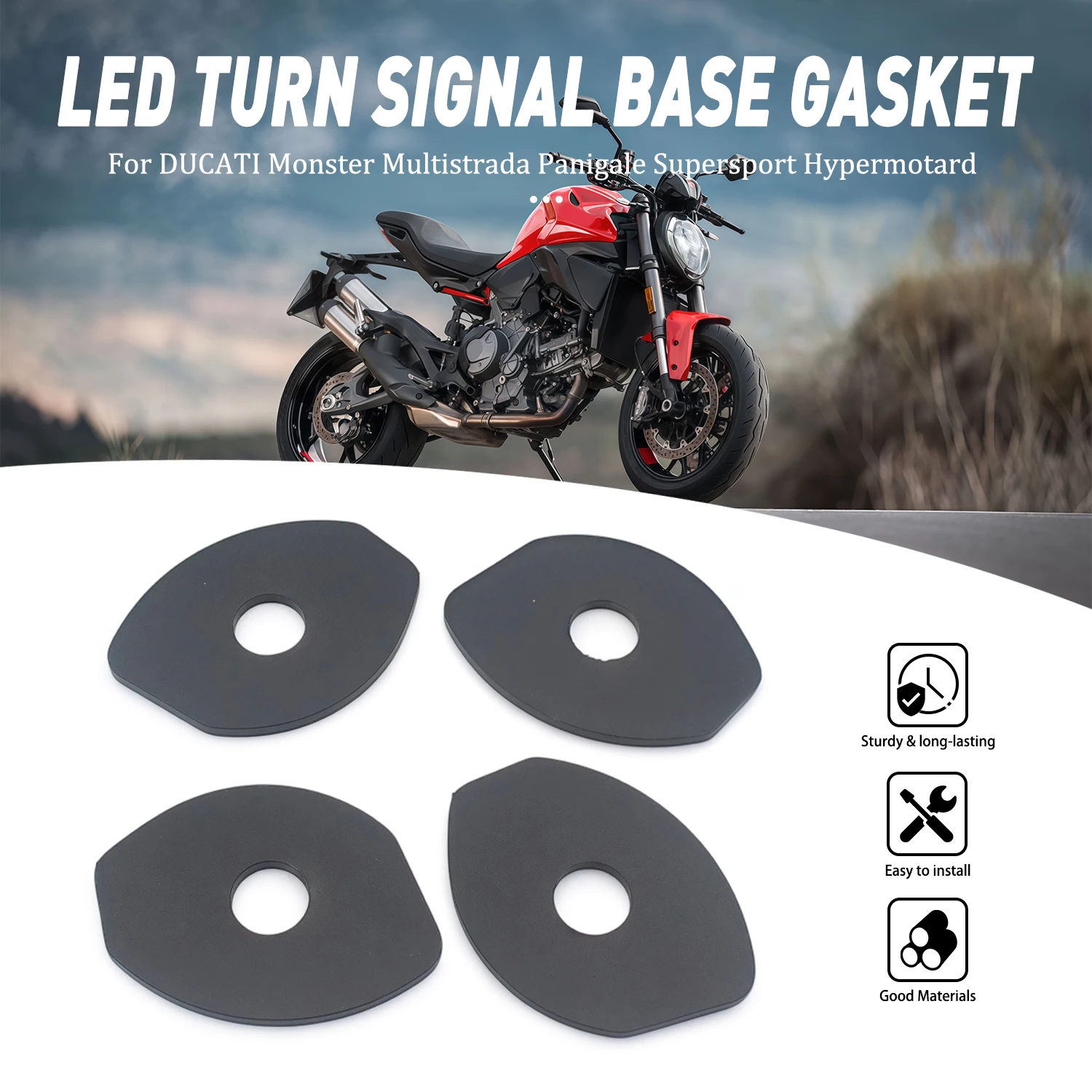 Für DUCATI Monster Multistrada Panigale Supersport Hypermotard Nachrüst-LED-Rückblinker Dichtung Blinkeradapter Abstandshalter