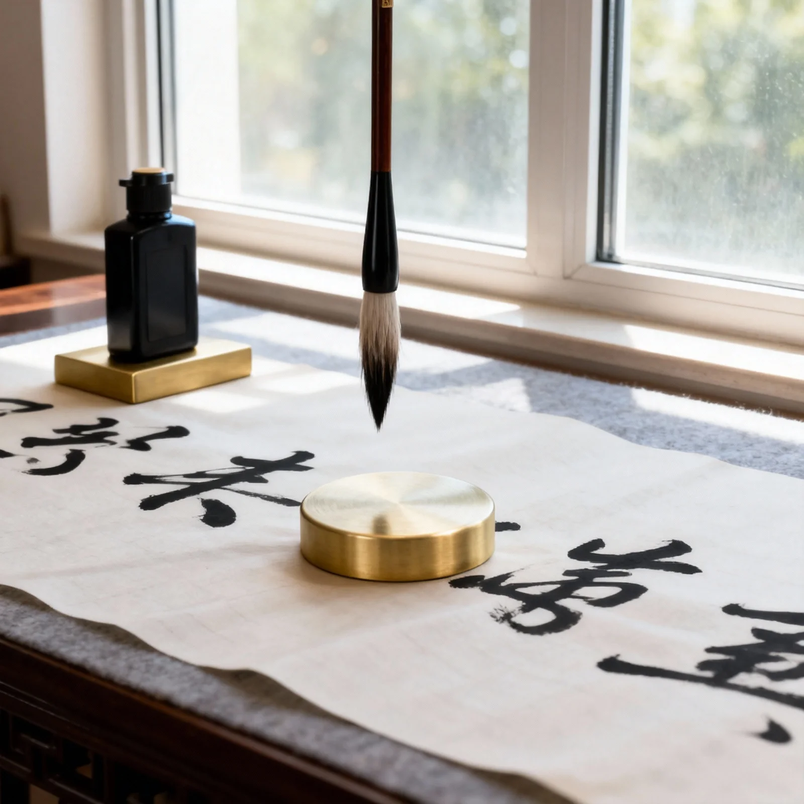 

Brass Round Paperweight Polished Solid Paper Weight for Calligraphy Painting Chinese Calligraphy Letterweight Desktop