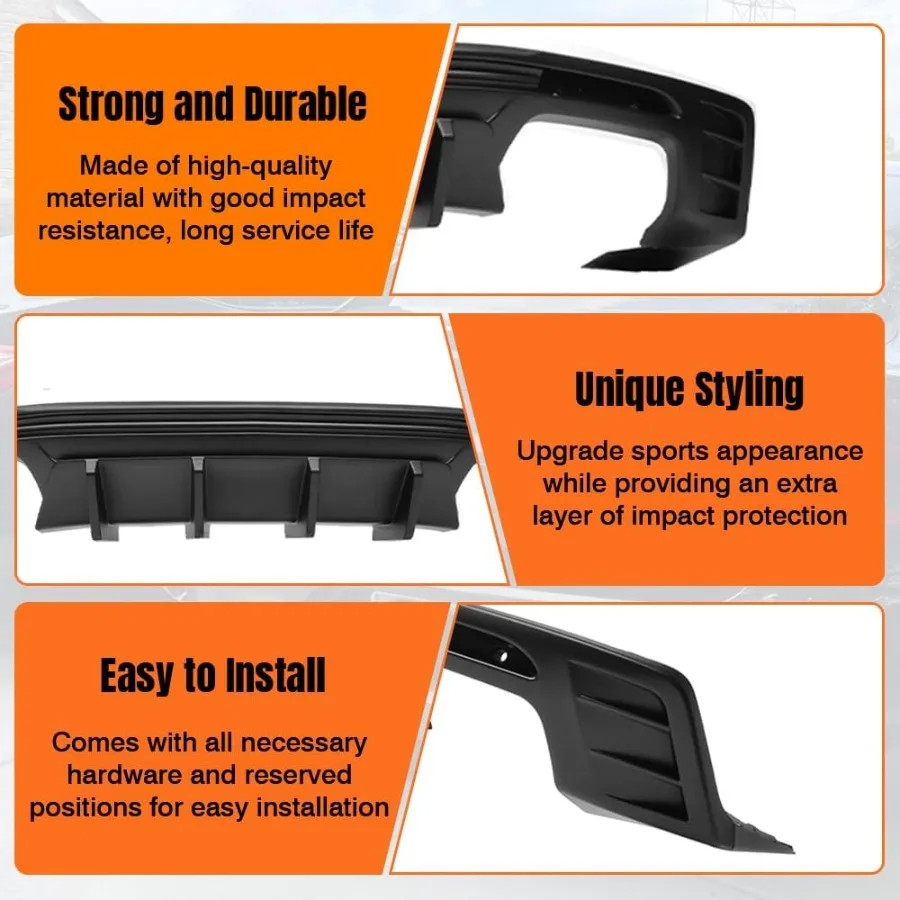 المصد الخلفي الناشر الشفاه متوافق مع 20162024 كامارو باستثناء ZL1 نموذج PP ماتي الأسود الخلفي السفلي الشفاه الستارة الفاصل 3 قطعة