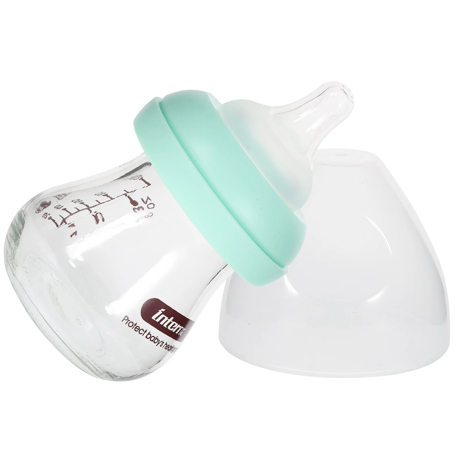 

Wide Mouth Glass Baby Bottles 90ml Green Feeding Bottle for Newborn Infants Pacifier Resistant Portable