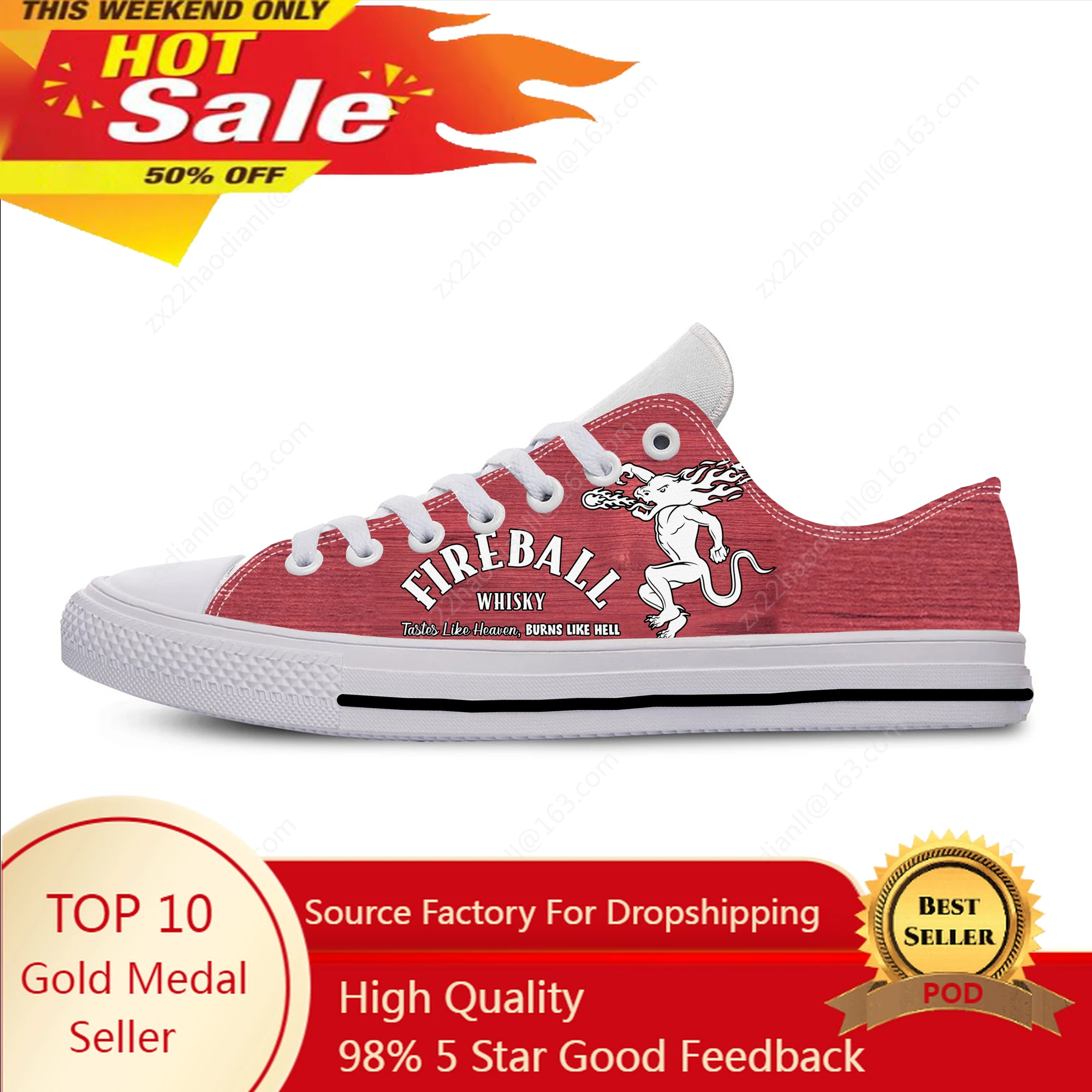 

Fireball Cinnamon Low Top Sneakers Whisky Mens Womens Teenager Casual Shoes Canvas Running Shoes 3D Print Lightweight shoe