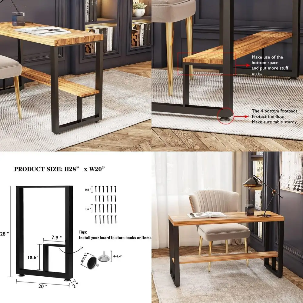 

Промышленный современный железный набор ножек стола из 2 шт., квадратные ножки журнального столика, 2-уровневые ножки обеденного стола своими руками, H28 x W20, металлическая мебель Le