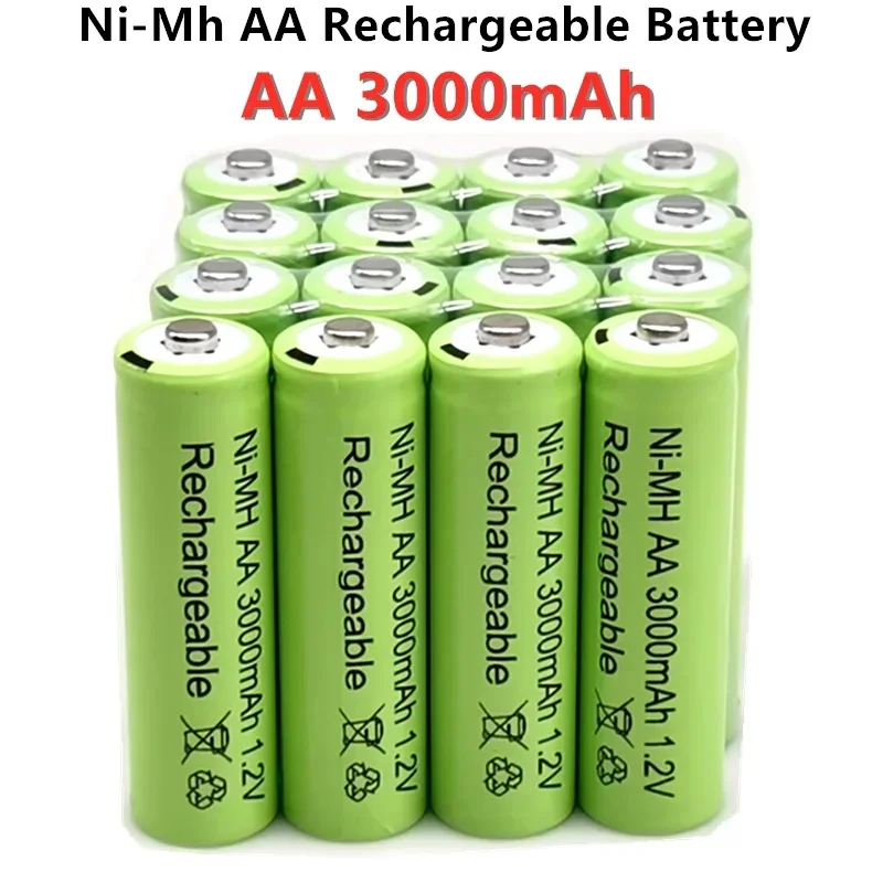 1.2V AA 3000mAh NiMH 1.2V Rechargeable Batteries Green Battery Garden Solar Lamp LED Flashlight Lantern Lamp Torch