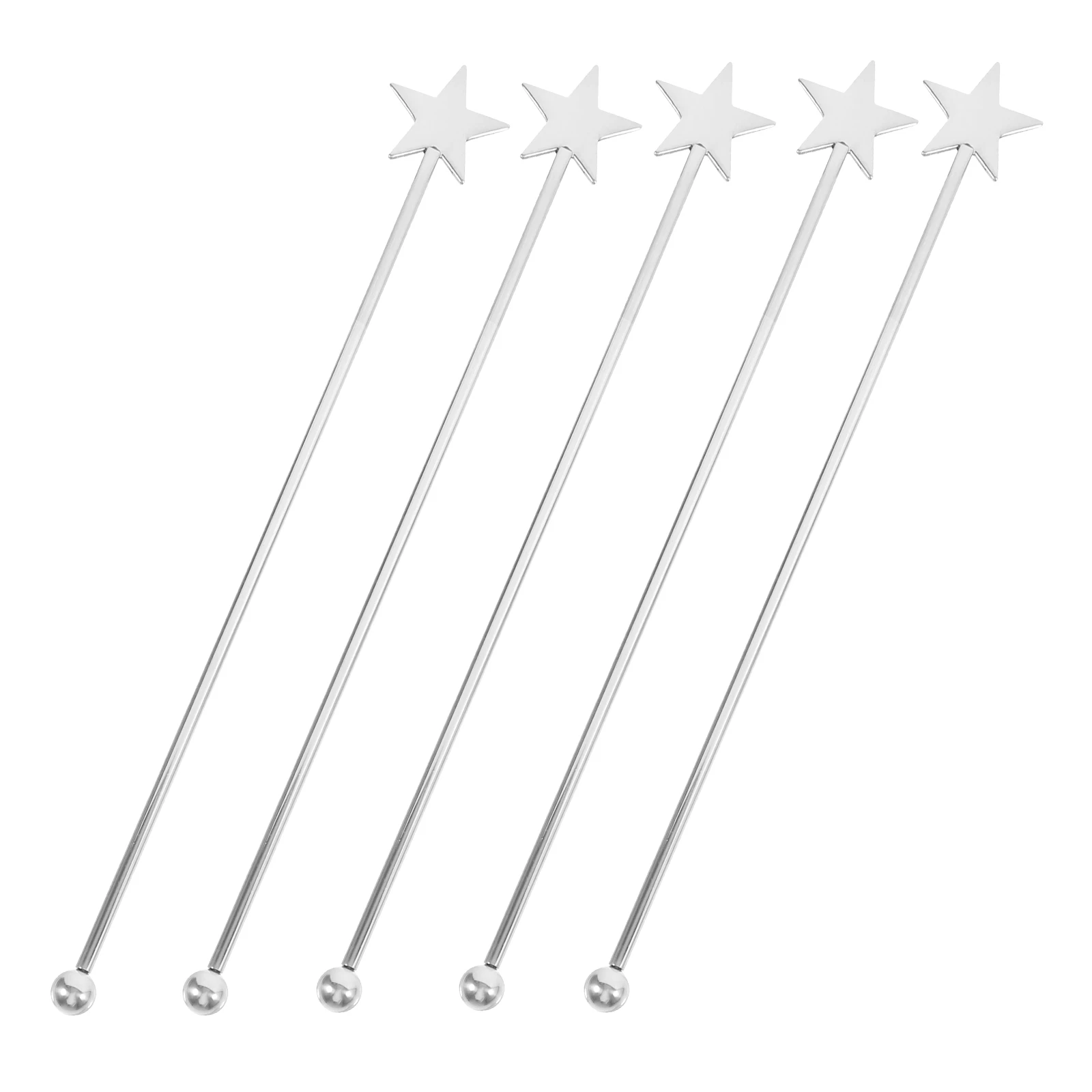 

5Pcs Stainless Steel Swizzle Sticks Unique Star Shape Drink Stirrer for Cocktails Coffee Dessert Cups Party Wedding Gift Idea