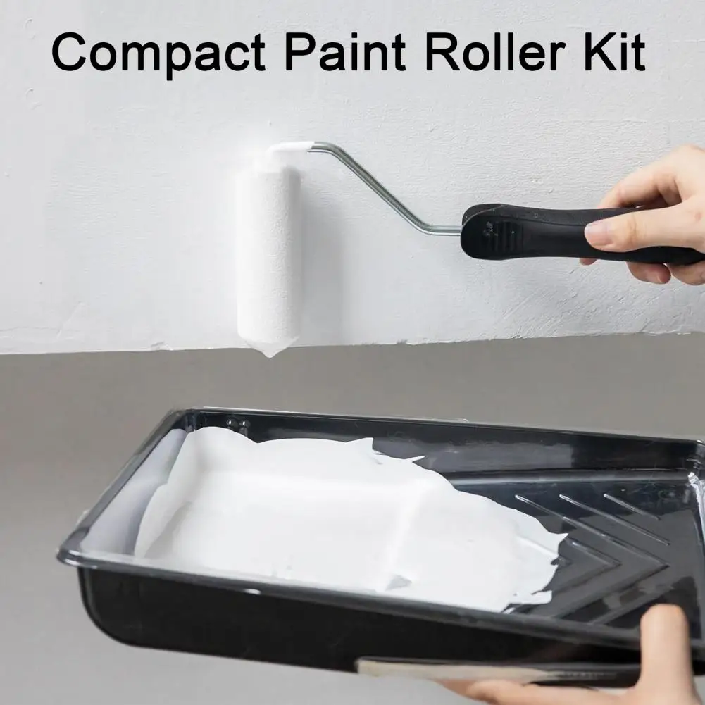 Microfiber Paint Rollers With Paint Tray Long Handle Design Multipurpose Easy To Use Small Roller Paint Brush Set view 3