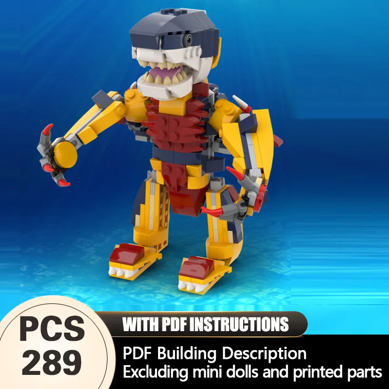 Set de Construcción Modular de Ladrillos MOC de la Serie Animales: Rey Tiburón - Regalo Tecnológico para Niños, Ideal para Armar en Fiestas