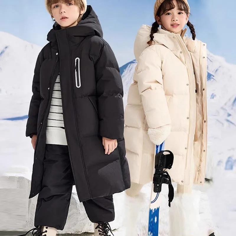 Kids Winter Down Jacket For Boy Girl Hooded Waterproof Thick Warm Teenage Girl Down Jacket 5-14 Years Kids Parka Outwear Coat