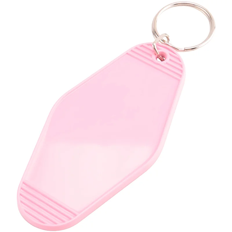 AB15-24 Pcs DIY Blank Hotel Keychains Heat Transfer Blank Keychains Bulk Sublimation (Pink)