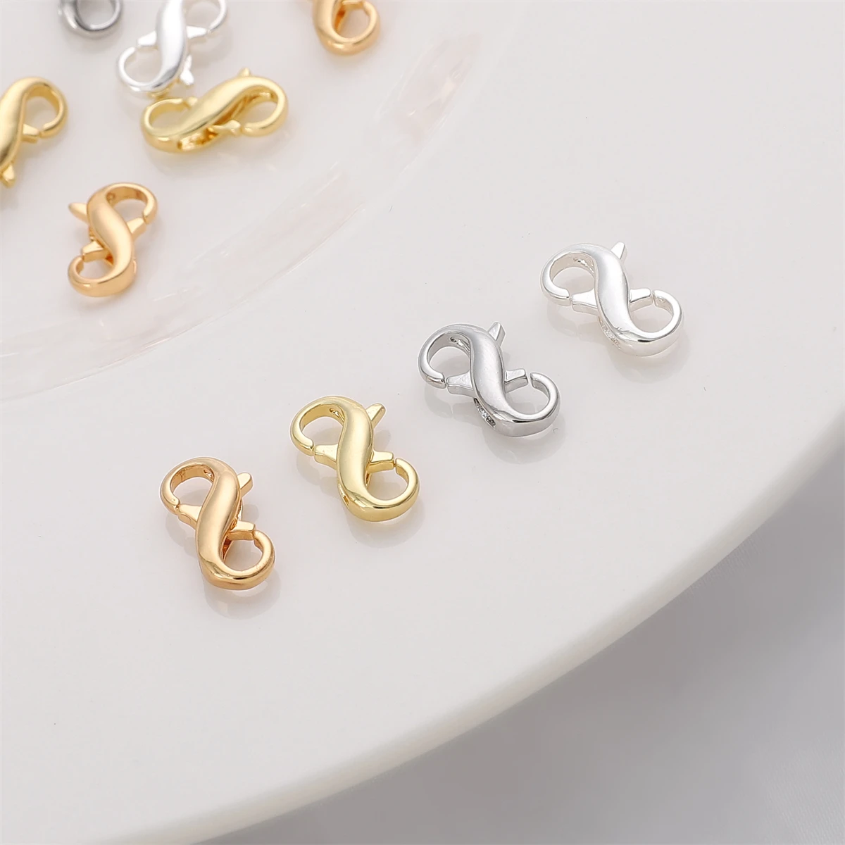 1Pc 14K/18K/ Platinum/Silver Plated 8-shape Lobster Clasp For Bracelet Necklace Connectors DIY Jewelry Making Supplies