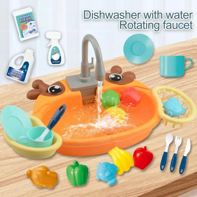 Pia de cozinha brinquedos com água corrente para crianças, Presentes engraçados educativos para meninas e meninos, Simulação Kitchen Toys Suit