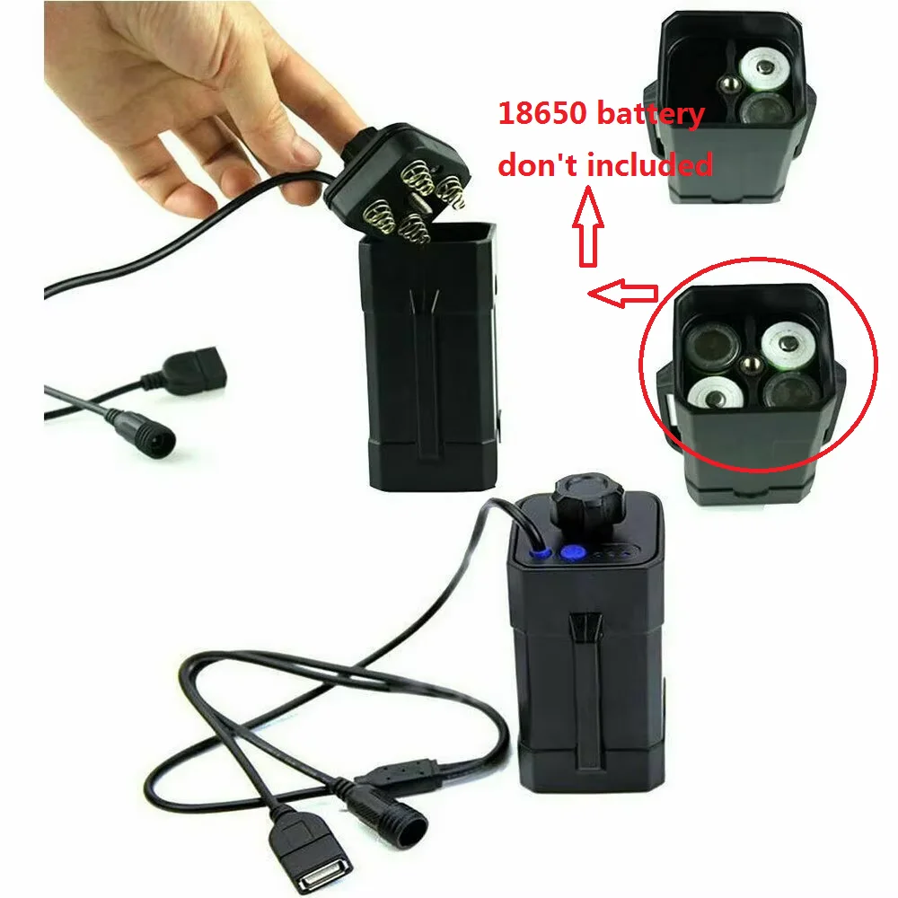 Portable 4X 18650 Waterproof Battery Pack Case Power Bank Storage Box For Bicycle Bike Lamp 8.4V 5V DC Output Without Battery - view 2