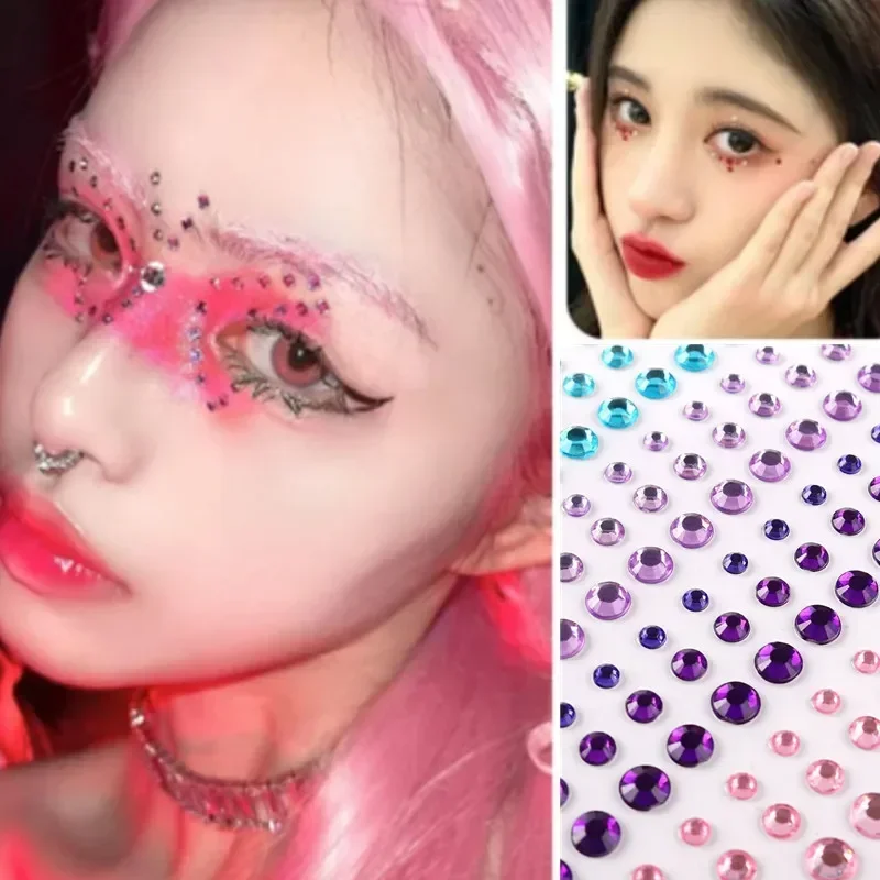Temporary Tattoo Party Rhinestone Makeup Tool Facial Eyebrow Sticker Eye Sticker Forehead Face Acrylic Gem Nail Sticker