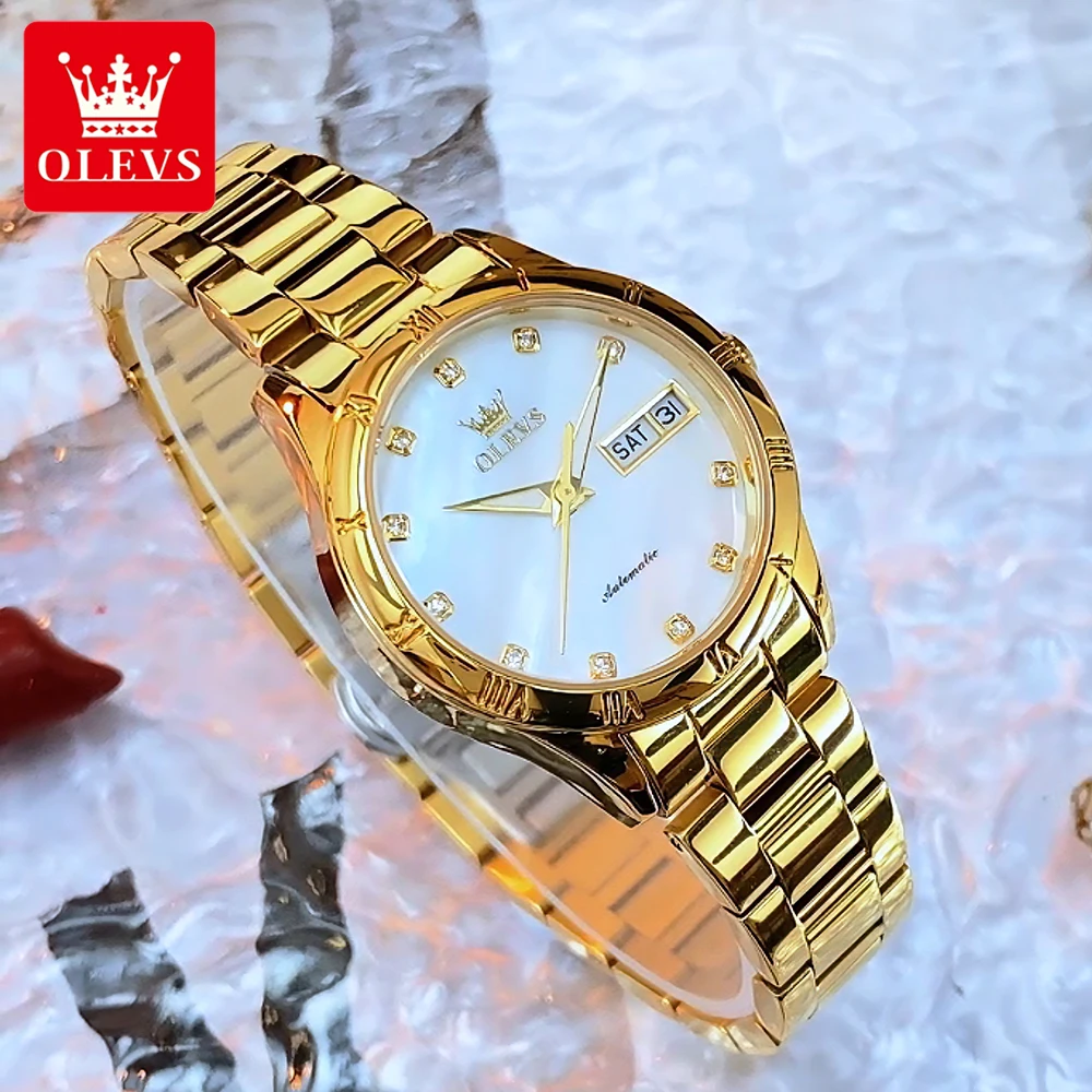 

OLEVS женские часы, роскошные модные ремешки из нержавеющей стали, водонепроницаемые оригинальные автоматические механические наручные часы для женщин 7030, новинка
