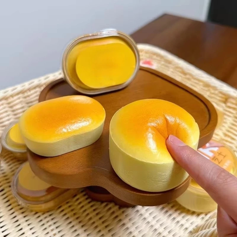 1PC Squishy Realistic Cheese Cake Slow Rebound Stress Relief Decompression Toys Semi-Cooked Cheese Prank Toys Sticky Fingers image 3