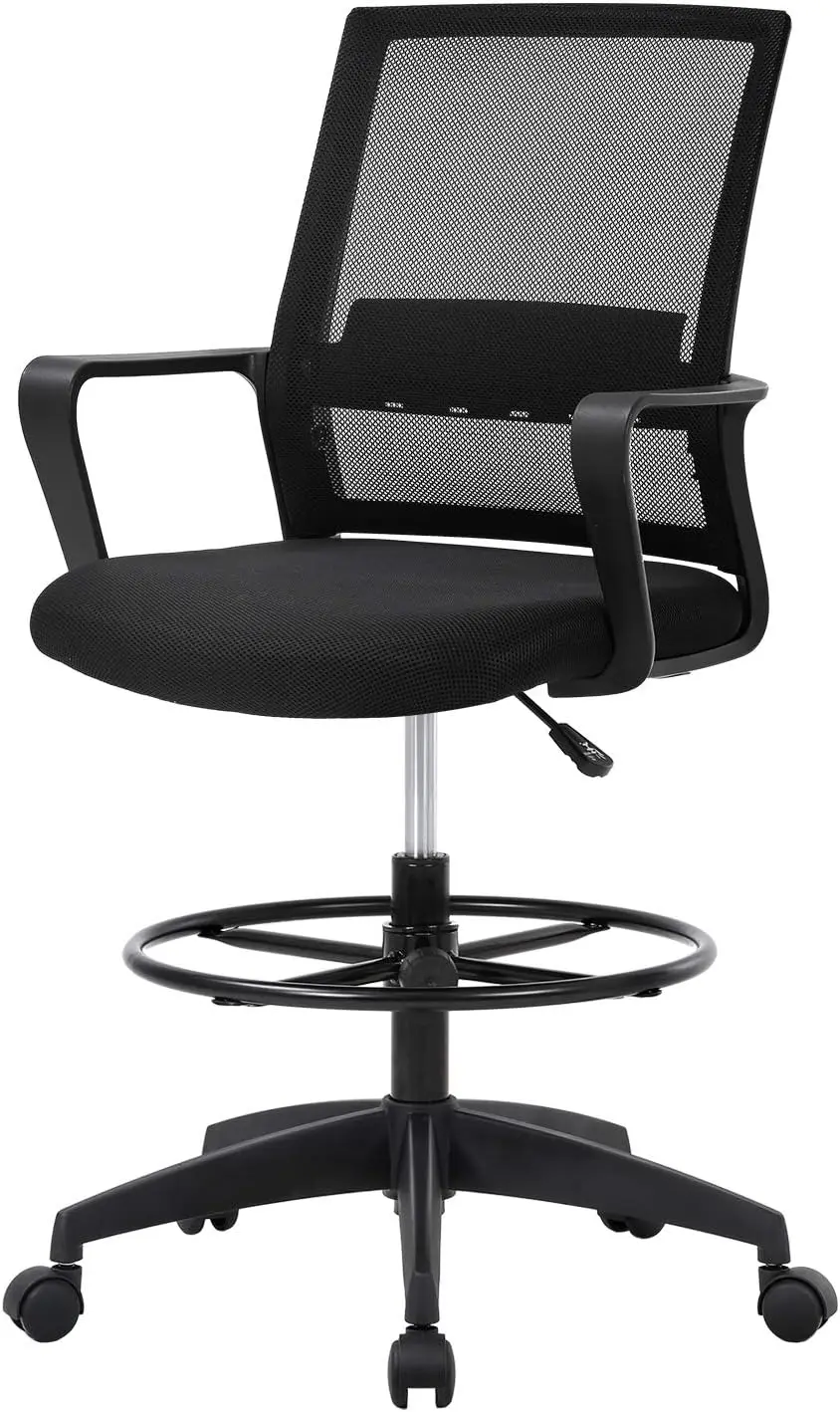 Drafting Chair Tall Office Chair Mesh Ergonomic Desk Chair with Adjustable Foot Ring for Executive Computer Standing Desk