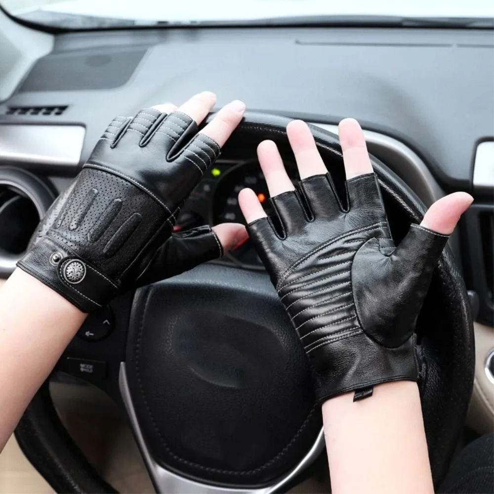 Genuine Sheepskin Leather Men's Vintage Gloves Soft Material Classic Retro Style Genuine Leather Gloves Lightweight Design
