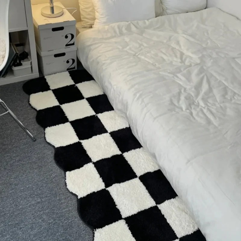 Plaid Tufting Carpets for Living Room Modern Kids Bedside Area Rugs for Bedroom Soft Fluffy Checkered Floor Mat Home Decoration