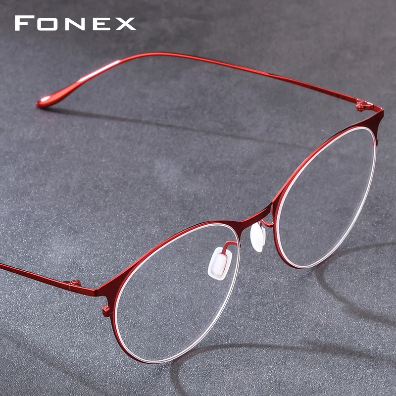 FONEX Alloy Eyeglasses Frame Women Vintage Brand Design Round Glasses Men Retro High-Quality Ultralight Japanese Eyewear 8106