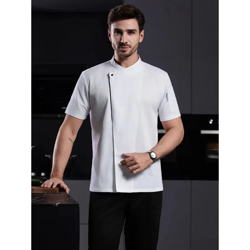 Food Cooking Black White Shirt Catering Kitchen Chef Coat Baker Pastry Work Uniform Hotel Clothes High-end Cotton Cook Jacket