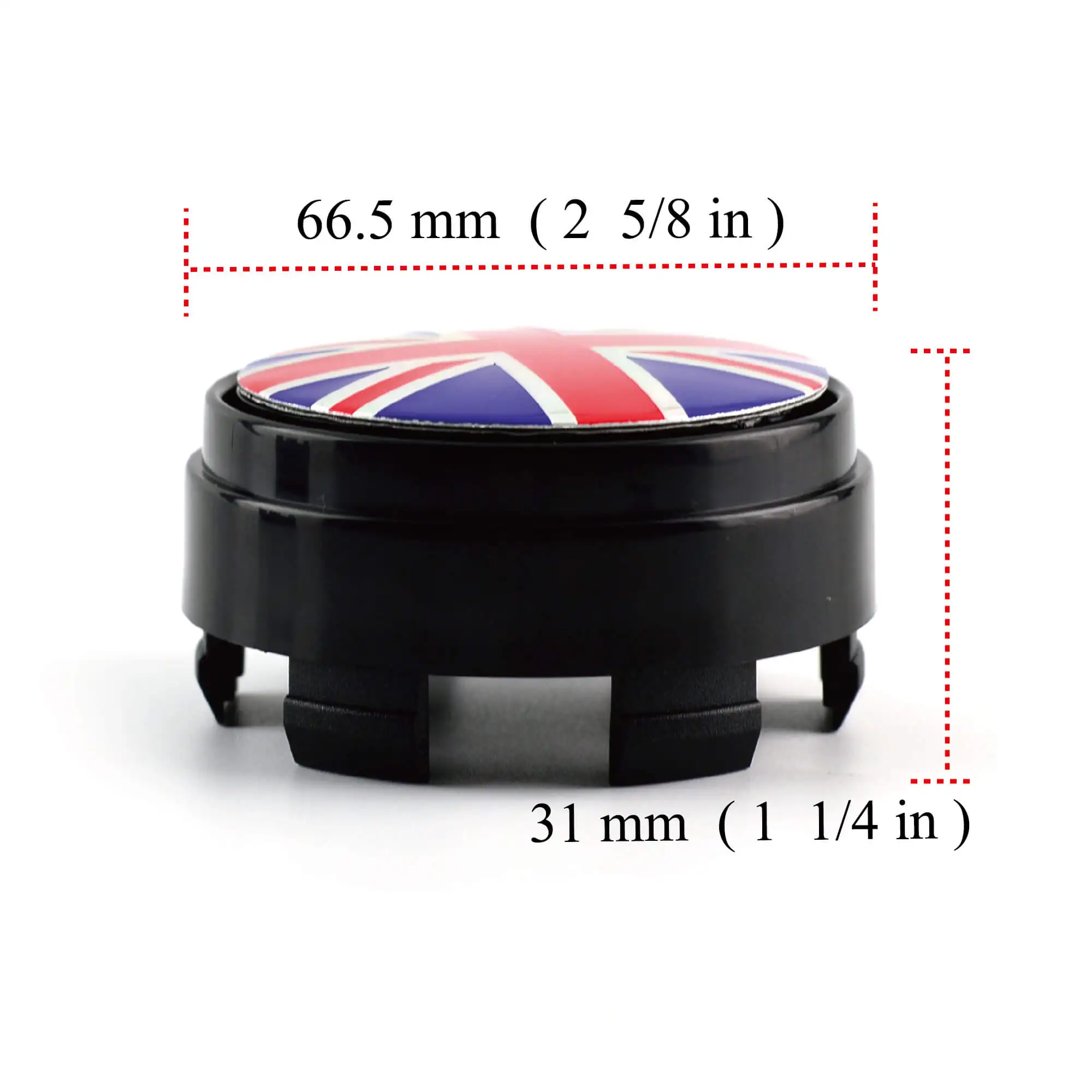 GTownworks 4 pcs Floating Wheel Center Caps 66mm(2.60in) United Kingdom Flag UK Britain Emblem Center Hub Caps Car Accessories