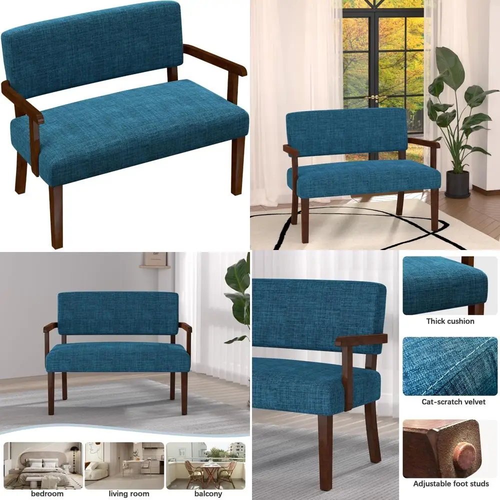 2-Seat Accent Chair with Cushioned Seats and Arms for Living, Dining, and Waiting Areas