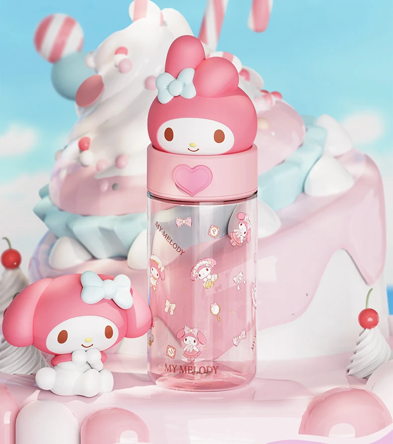 Sanrio Hello Kitty Transparent Cup, Kuromi Melody Cartoon Design, 500Ml Capacity Plastic Water Bottle Summer Student Travel Mug view 3