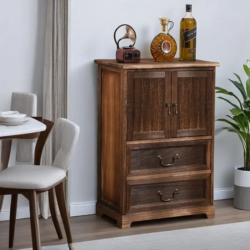 Vintage Rustic Storage Drawers Antique Bedside Cabinet for Entryway Decor Organizer Farmhouse Solid