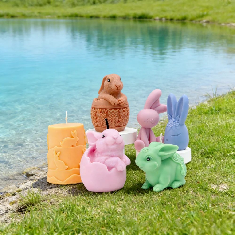 New Easter Rabbit Easter Eggshell Shape Silicone Candle Mold DIY Bunny Animal Soap Crystal Epoxy Resin Casting Tool Easter Gifts