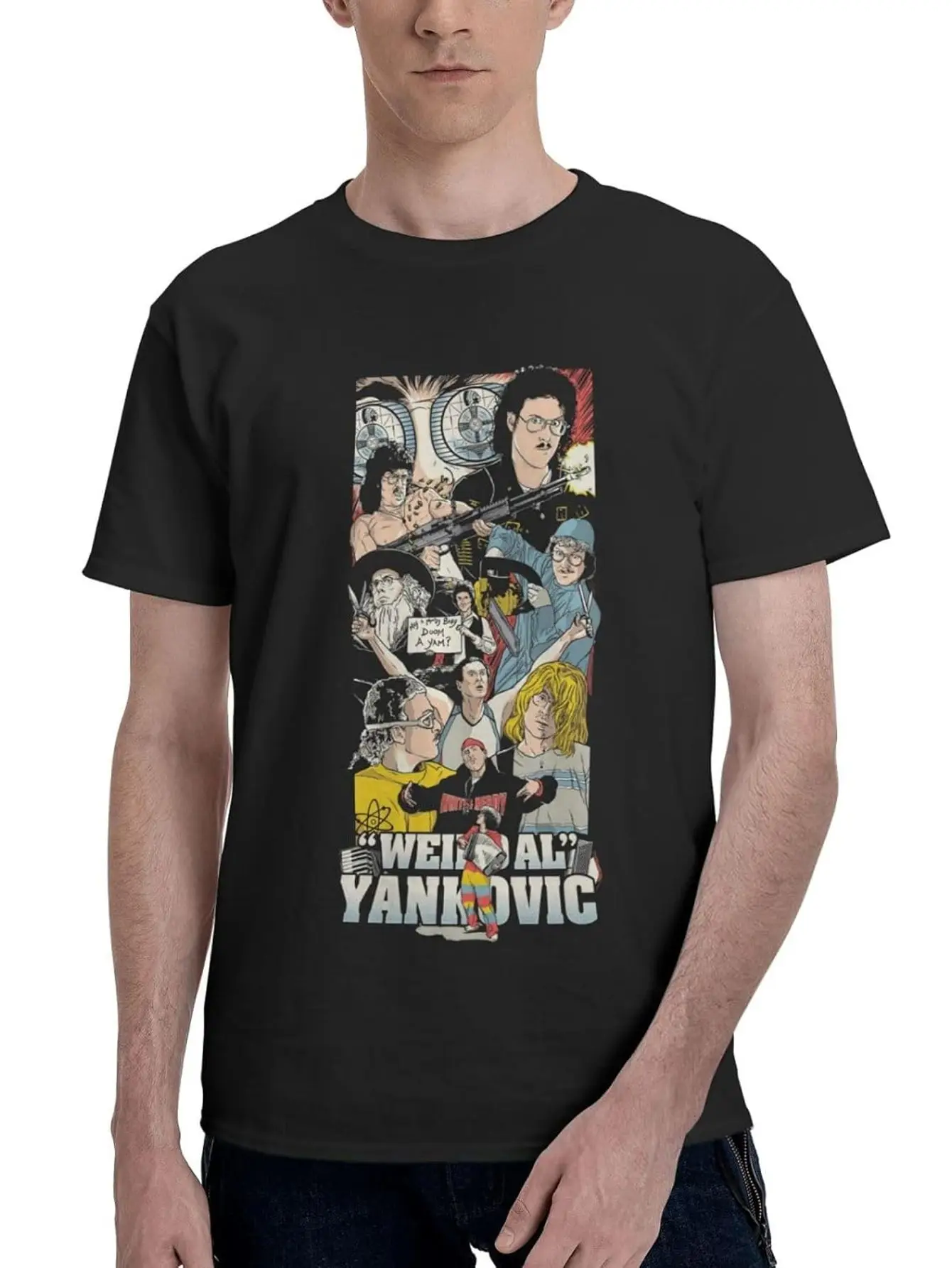 Weird Al Music Yankovic Men's Casual Basic Round Neck Fun Canadian Fashion Patt…