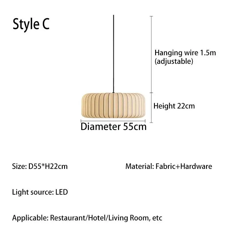 Moderne Wabi Sabi Zijden Hanglampen Japanse witte stoffen kroonluchter Woonkamer Eetkamer Slaapkamer keukeneiland Theekamerverlichting