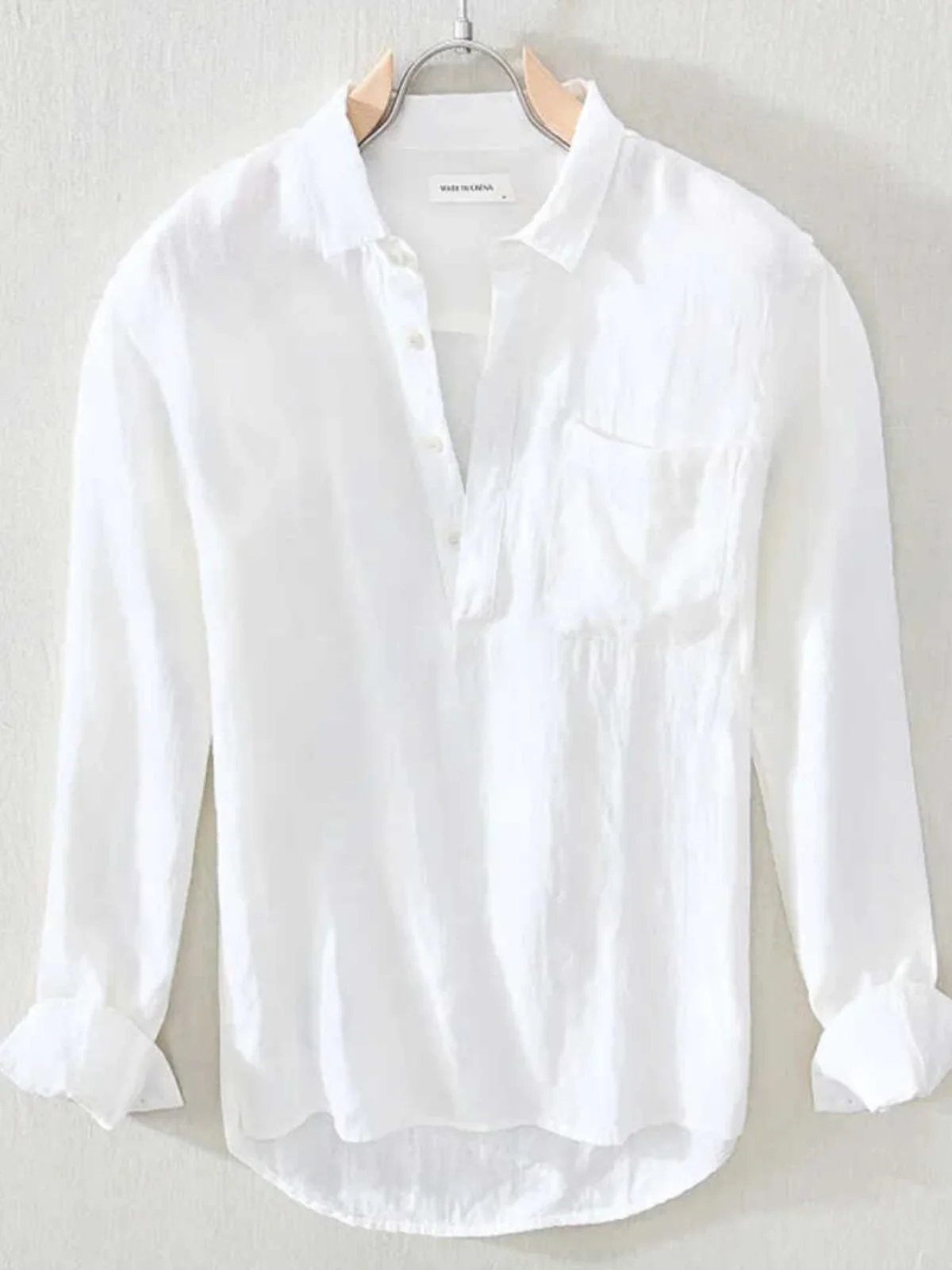 

Высококачественная льняная рубашка с длинным рукавом, повседневная, с открытым воротником, дышащая, мягкая, осенняя, новая модель, городской стиль, молодежная мода.