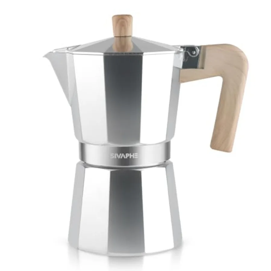 Cafetera Moka de Aluminio, 12 Tazas, Percolador de Espresso y Café, Cafetera Portátil para Estufa, Estilo Italiano y Cubano, para el Hogar