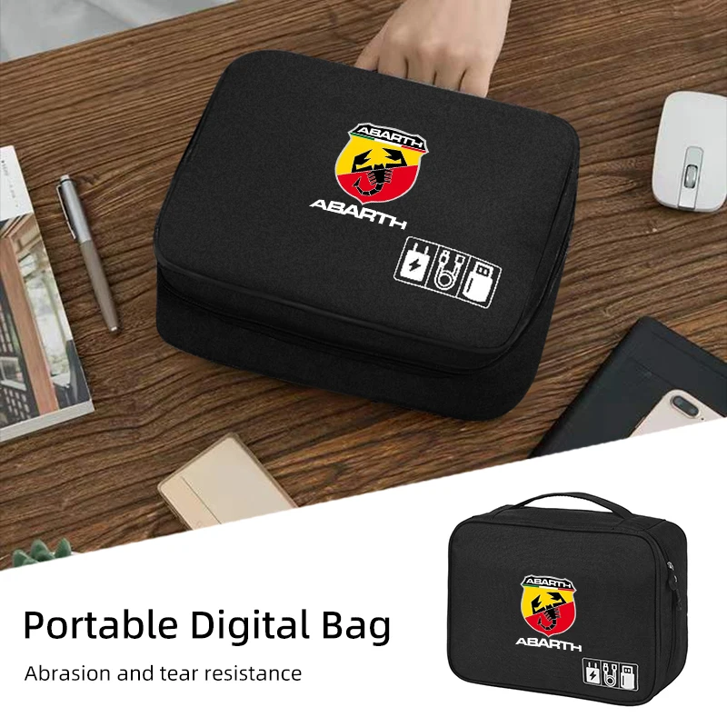 

Car Portable Cable Organizer Waterproof Digital Storage Bag For FIAT 500 Grande Punto Tipo Stilo UNO Bravo Panda Freemont Linea