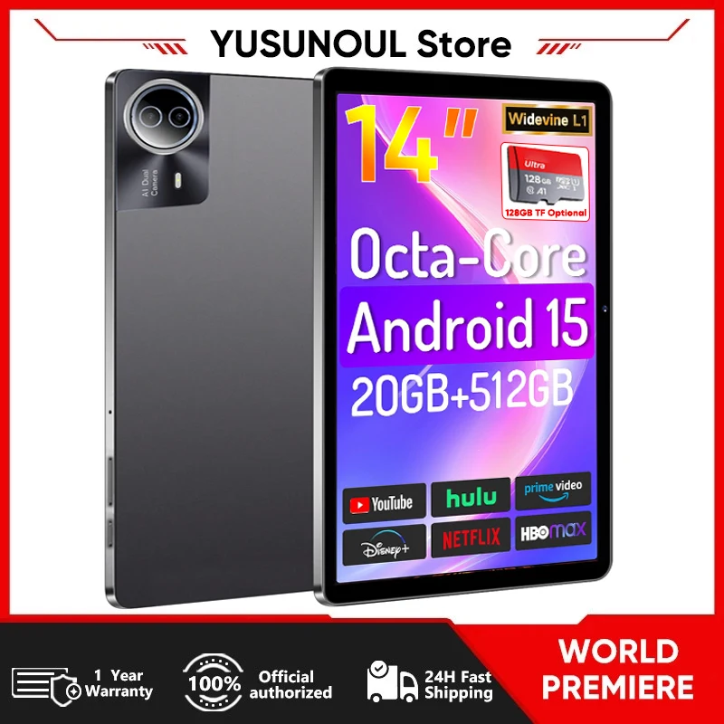 صفقة فائقة البرامج الثابتة العالمية 14 بوصة شاشة كبيرة جوجل بلاي أقراص معتمدة 512 جيجابايت مكالمة هاتفية BT GPS 5G WiFi لوحة ألعاب التعلم #1