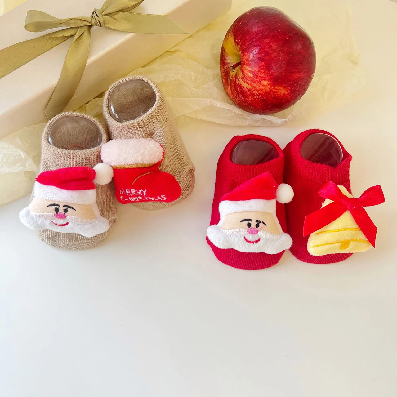 Cartoon Christmas Socks Indoor Floor Anti-Slip Baby Boat Sock Cute Elk Tree Snowman Character Short Sock Kids Xmas Footwear 0-1Y