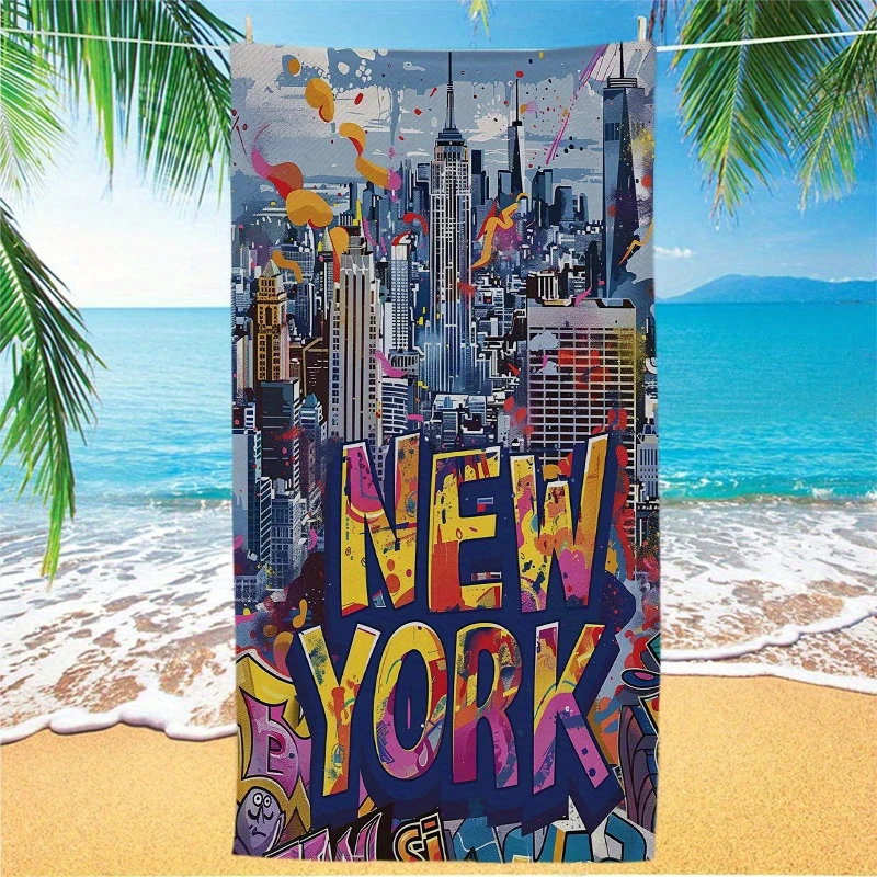 New York Graffiti Beach Towel Soft Quick Dry Absorbent Swim Camping Summer Gift