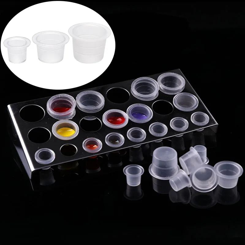 Wholesale Science Experiment Cup Plastic Tattoo Ink Cup Permanent Makeup Pigment Transparent Container Lid 1000pcs Accessories