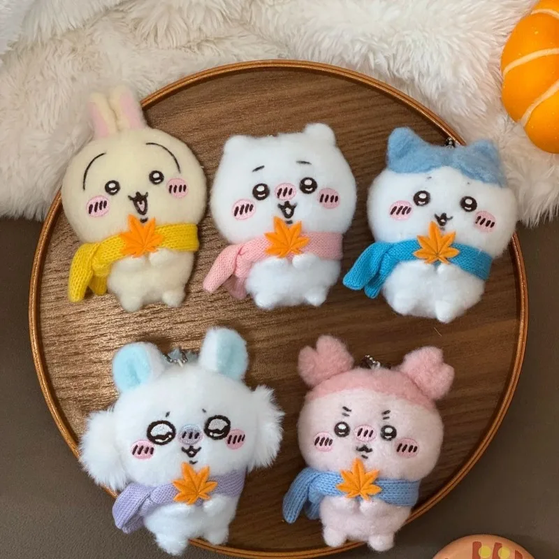 MINISO Chiikawa Usagi Hachiware Momonga فروي مابل ليف الشتاء وشاح Kawaii محشوة اللعب جميل إرسال إلى Bestie لطيف الكرتون جديد