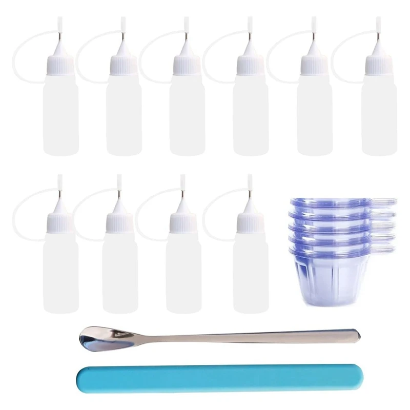 Epoxy Mixing Cups Tool Kit,10Pcs 10ML Precision Tip Applicator Bottles,50PCS 40ML Disposable Measuring Cups