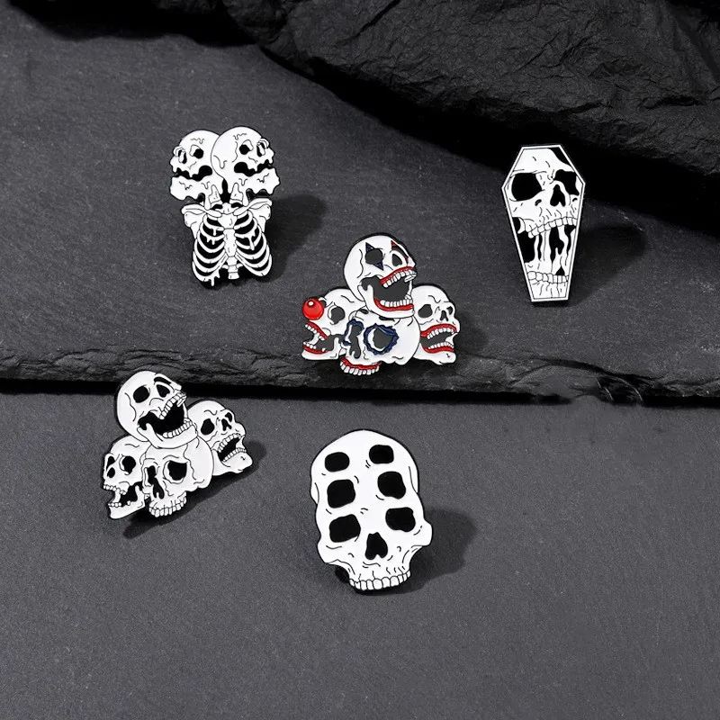 Pin Club | Punk Skull Enamel Brooch Custom Gothic Skeleton Halloween Gift Backpack Hat Clothing Decoration Accessories Wholesale