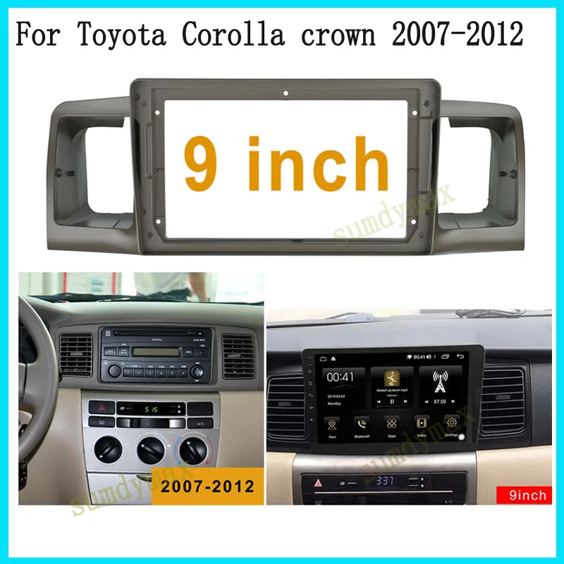 

9inch 2din Car Radio Frame For Toyota Corolla Crown E120 EX BYD F3 2009-2012 Android GPS Stereo Radio Panel Dash Frame