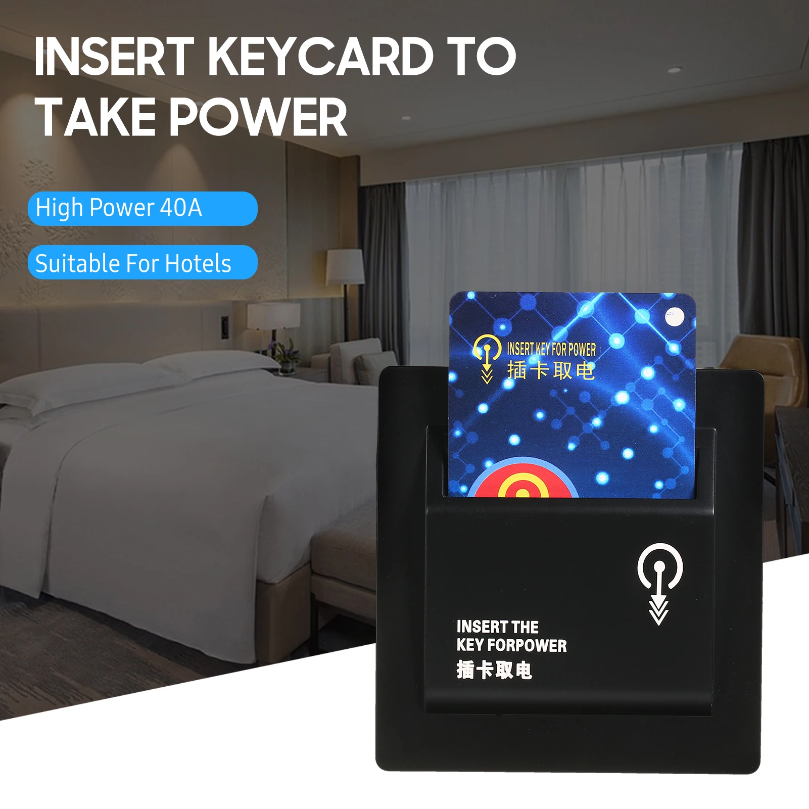 Hotel High-power 40A Power Off Energy Saving Saver Mechanical Power Take-off Guestroom Insert Keycard to Take Power