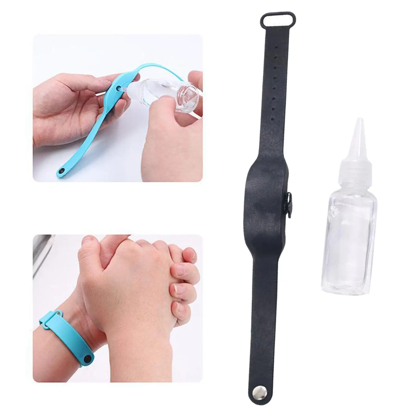 2x Wristband Hand Sanitizer Dispenser, Silicone Wearable, Refillable & Portable Bracelet, Suitable for Adults, Teens And Kids
