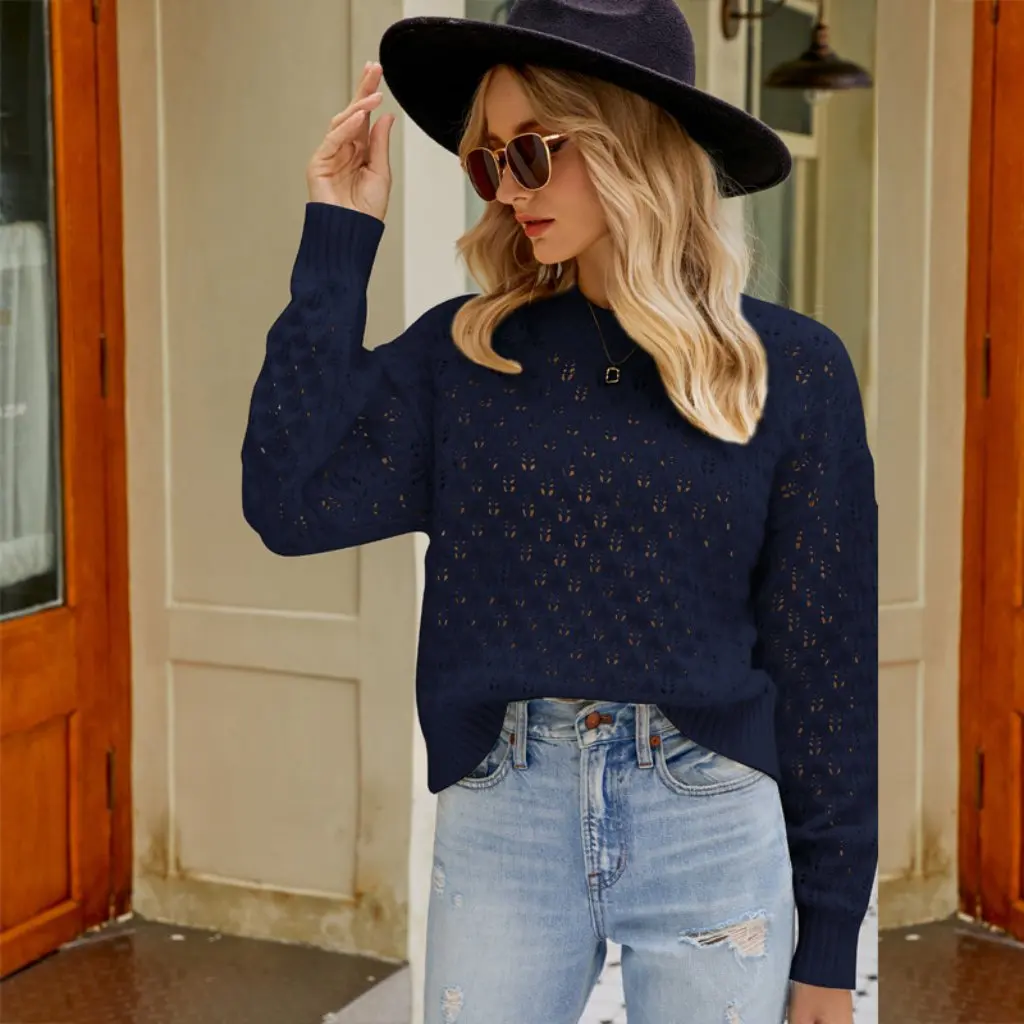 

Women's Loose Crewneck Pullover Sweater Design Sense European American Style Autumn Winter New